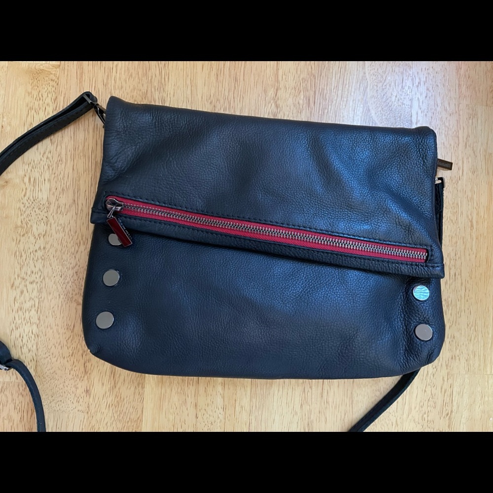 Hammitt Large VIP Black Gunmetal Red Zip